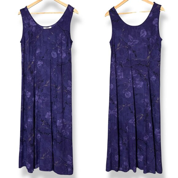 Vintage Dress Floral Sleeveless Purple ALTERED 90s Momcore Aesthetic Nostalgia - Picture 1 of 9